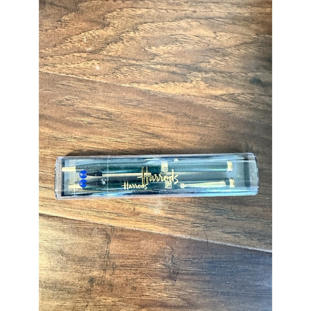 NIB Harrods Green & Gold Logo Pens, Set of 2, BRAND NEW In Original Case‎